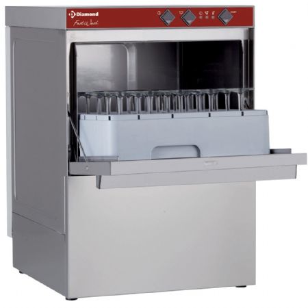 Lave-verres professionnel panier carré 450x450 mm avec pompe de vidange - Diamond Promo - 046D/6-PS