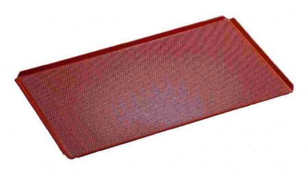 Plaque perfore GN 1/1 en aluminium rouge avec revtement en silicone - 530x325x10 mm