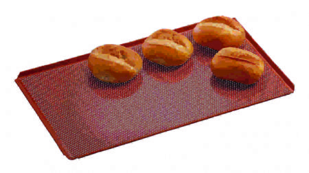 Plaque perfore GN 1/1 en aluminium rouge avec revtement en silicone - 530x325x10 mm