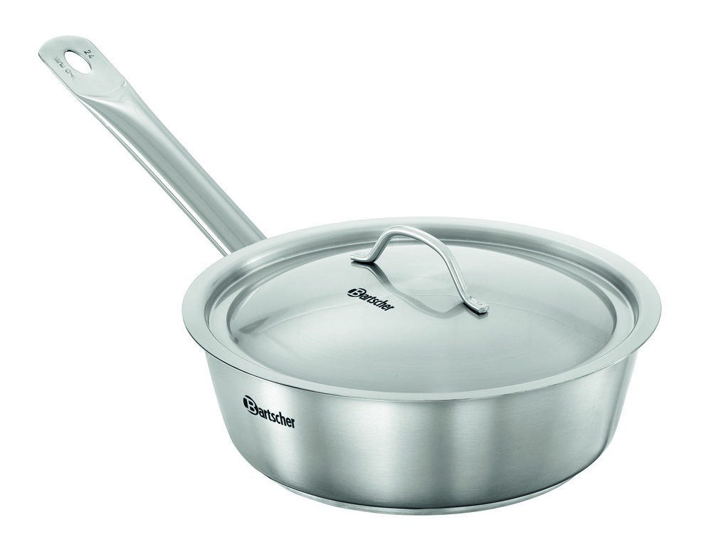 Sauteuse inox avec couvercle - intérieur Ø190-240 x h75 mm - 260x486x98 mm