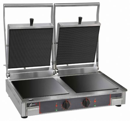 Grill professionnel double vitrocéramique plaque lisse et rainurée - Sofraca - 10232VRL