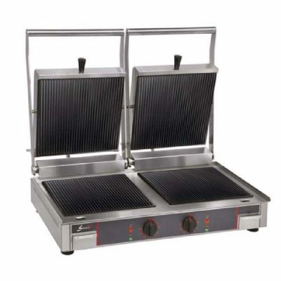 Grill spcial panini vitrocramique double avec plaques infrieures et suprieures rainures