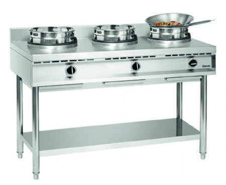Wok gaz 3 brleurs avec bac collecteur de graisse - 1500x600x960 mm