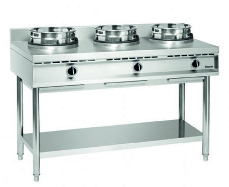 Wok gaz 3 brleurs avec bac collecteur de graisse - 1500x600x960 mm
