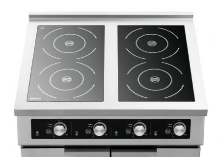 Four  induction lectrique en inox avec 4 zones de cuisson - 800x700x860 mm