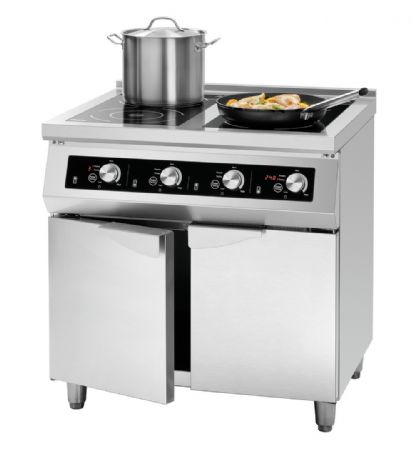 Four  induction lectrique en inox avec 4 zones de cuisson - 800x700x860 mm
