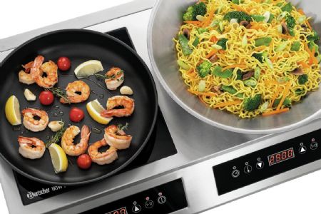 Combinaison plaque/wok induction IKIW 70 2 feux indépendants 3500 W Monophasé - Bartscher - 105800