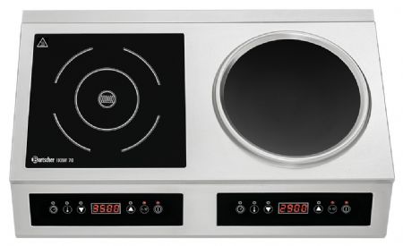 Combinaison plaque/wok induction IKIW 70 2 feux indépendants 3500 W Monophasé - Bartscher - 105800