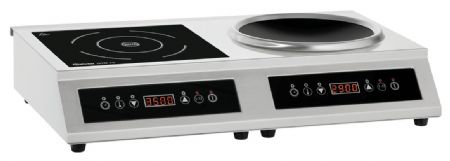 Combinaison plaque/wok induction IKIW 70 2 feux indépendants 3500 W Monophasé - Bartscher - 105800