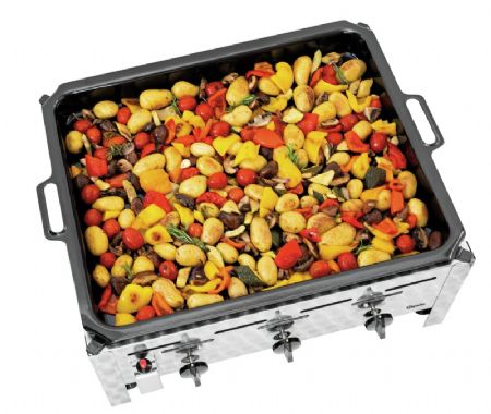 Grill combin  gaz avec 3 brleurs - 11 kW