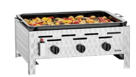 Grill combin  gaz avec 3 brleurs - 11 kW
