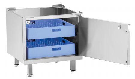 Support inox de lave-vaisselle 2 paniers de rinage 500x500 mm