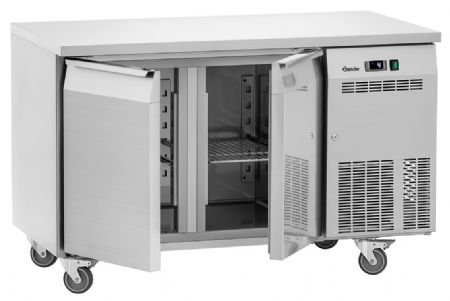 Table réfrigérée positive professionnelle 2 portes à battant, et 2 grilles, capacité 1/1 GN - Bartscher - 110895