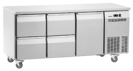 Table réfrigérée professionnelle positive avec 1 porte à battant et 4 tiroirs 1/1 GN - Bartscher - 110898
