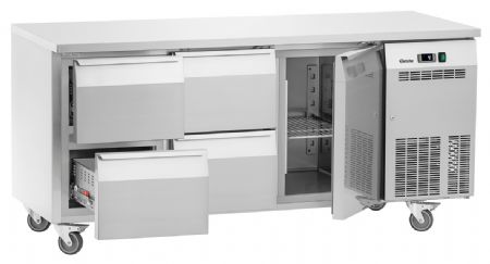 Table réfrigérée professionnelle positive avec 1 porte à battant et 4 tiroirs 1/1 GN - Bartscher - 110898