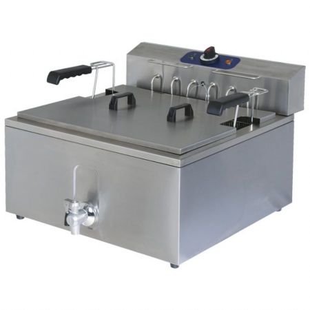 Friteuse à poser petite capacité électrique triphasée de table pour pâtisserie avec robinet de vidange, 25 litres - Virtus - 1150G
