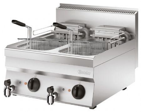 Friteuse professionnelle profondeur 650 série 650, L600, 2x10L, Triphasé, sur socle, 2 cuves de 10 L, 18 kW - Bartscher - 115205