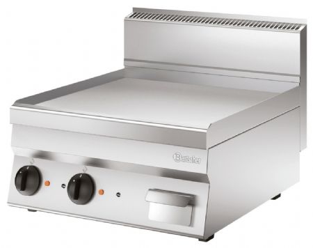 Plaque à snacker pro profondeur 650 grill 600E-G électrique à poser surface rainurée 7,8 kW - Bartscher - 115309