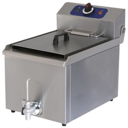 Friteuse à poser petite capacité électrique avec robinet de vidange, capacité huile 8 litres - Virtus - 1240G