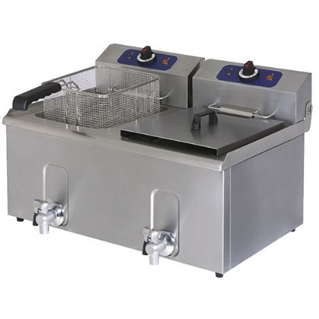 Friteuse à poser petite capacité électrique avec robinet de vidange, capacité 8 L - Virtus - 1241G