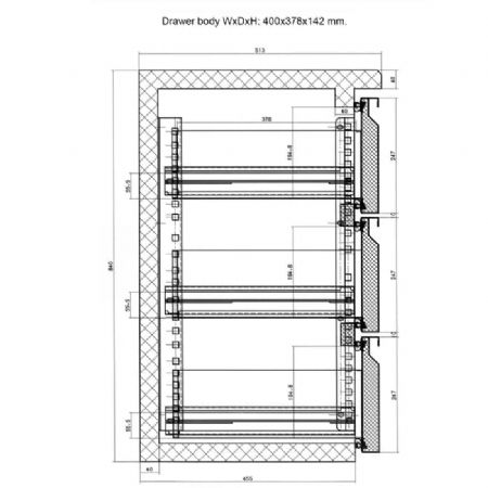 Ensemble De Tiroirs (3) pour arrire de bar