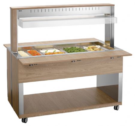 Buffet Maintien Chaud Chariot W4110-200U 4 récipients GN 1/1 1495x1250x1520 mm - Bartscher - 125634