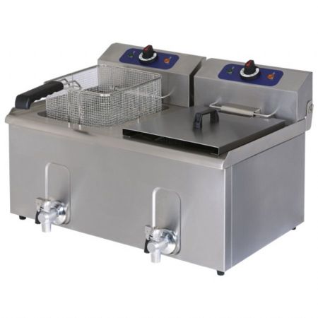 Friteuse A poser petite capacité électrique de table avec robinet de vidange, capacité de l'huile 10 litres Triphasé - Virtus - 1276G