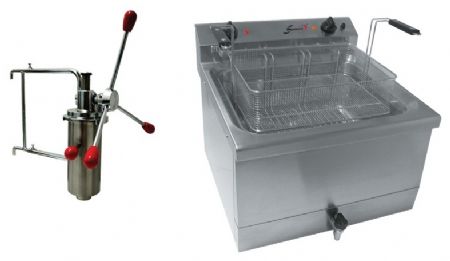 Friteuse professionnelle cuve ronde électrique 18 L + doseur à chichis - 400 V - Sofraca - 13144CHI