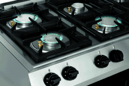 Fourneaux gaz 4 feux vifs sur meuble ouvert - 800x700x910 mm