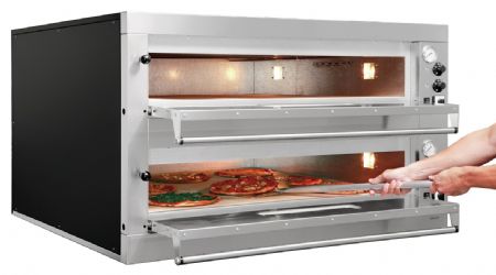 Four à Pizzas professionnel électrique ET205, 2BK 1050x1050, Triphasé, 2 chambres, 18 pizzas, Ø 33 cm - Bartscher - 2002170