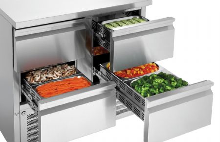 Table desserte réfrigérée Mini 900S4 4 tiroirs positifs capacité 180 L - Bartscher - 200282
