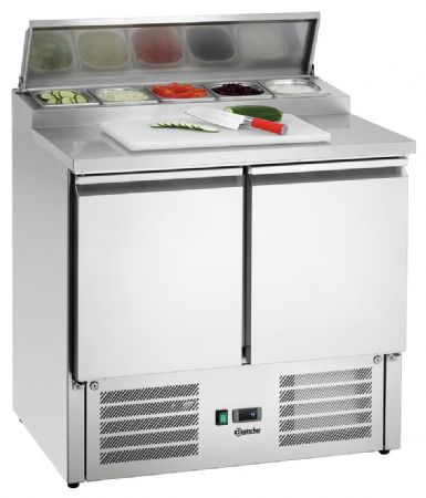 Saladette réfrigérée Table de préparation 900T2 2 portes 260 litres 0-10 °C - Bartscher - 200359