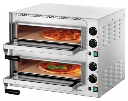 Petits four à pizza pro Mini Plus 2 avec 2 chambres vitrées pour 2 pizzas de 30 cm - Bartscher - 203535