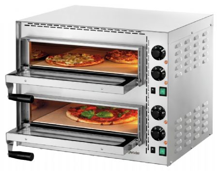Petits four à pizza pro Mini Plus 2 avec 2 chambres vitrées pour 2 pizzas de 30 cm - Bartscher - 203535