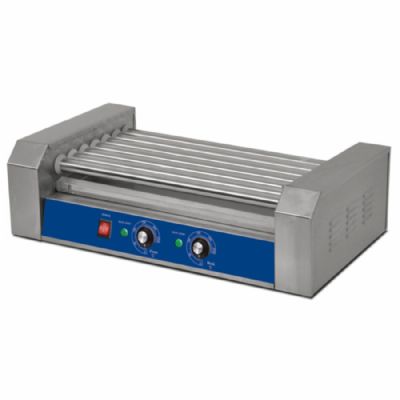 Appareil chauffe-saucisses inox avec 7 rouleaux et température jusqu’à 250°C Appareil chauffe-saucisses inox avec 7 rouleaux et température jusqu’à 250°C