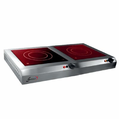 Rchaud lectrique vitrocramique 2 zones de chauffe diamtre 225 mm chacunes