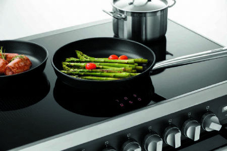 Fourneau  induction noir 6 zones de cuisson avec grand four lectrique - 900x650x890 mm