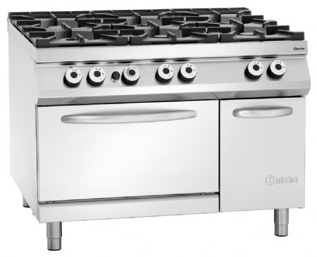 Fourneau profondeur 900 gaz,6 foyers,Four gaz2/1GN,NS - Bartscher - 2952291