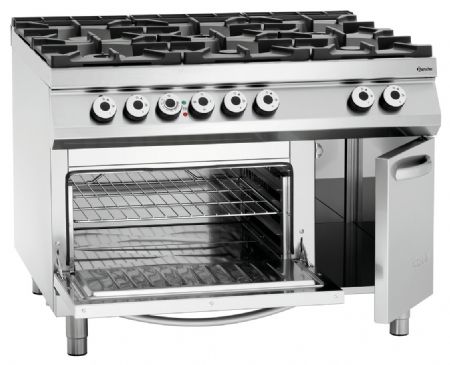 Fourneau profondeur 900 gaz,6 foyers,Four électrique2/1GN,NS - Bartscher - 2952481