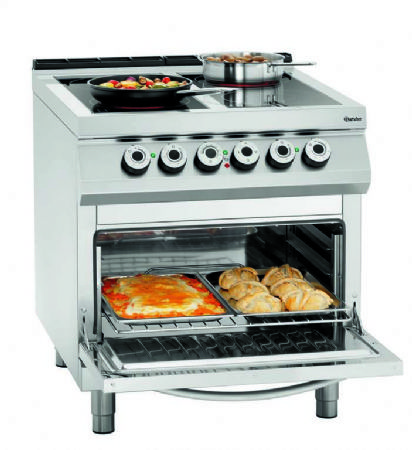 Fourneau cramique 4 plaques de cuissons avec four lectrique 2/1GN - 800x900x900 mm