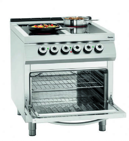 Fourneau cramique 4 plaques de cuissons avec four lectrique 2/1GN - 800x900x900 mm