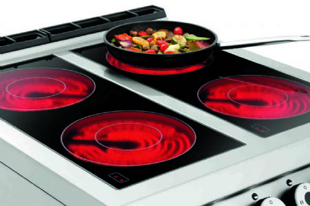 Fourneau cramique 4 plaques de cuissons avec four lectrique 2/1GN - 800x900x900 mm