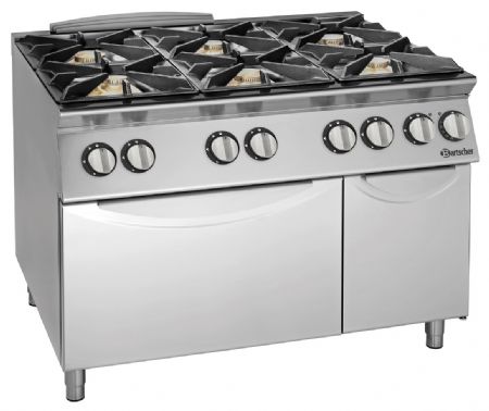 Fourneau gaz sur four 6 zones de cuisson 48 kW - Bartscher - 2992481