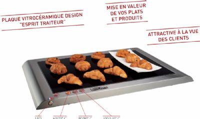 Plaque chauffante �lectrique vitroc�ramique � bords arrondis - zone de chauffe 600x400 mm