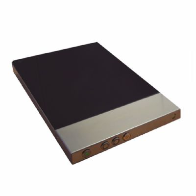 Plaque chauffante lectrique vitrocramique inox  bords arrondis - zone de chauffe 400x600 mm