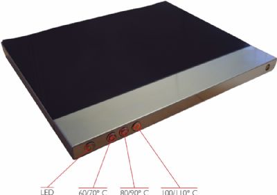 Plaque chauffante �lectrique vitroc�ramique inox � bords arrondis - zone de chauffe 600x400 mm