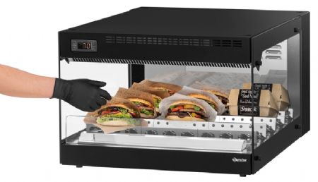 Vitrine chauffante pour burgers et snacks avec 1 niveau quip de 3 plaques  snacks