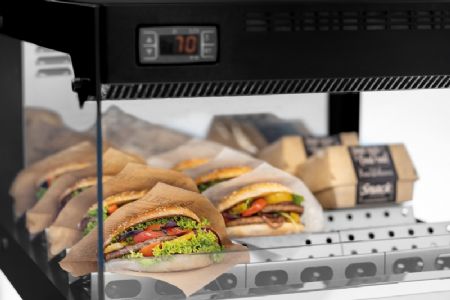 Vitrine chauffante pour burgers et snacks avec 1 niveau quip de 3 plaques  snacks