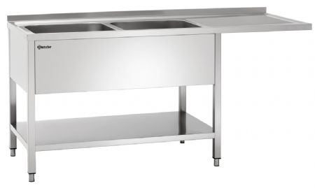 Plonge Inox laverie 700, L1600 2bass. GA - Bartscher - 306350