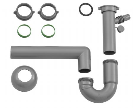 Siphon en plastiquea avec raccord d'appareil pour evier avec 1 cuve